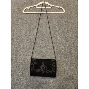 Bechamel Crossbody Bag Womens Small Black Velvet Scroll Flap Evening Purse